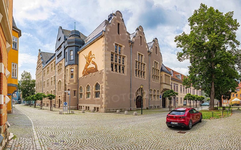 Neumarkt and local court in Rudolstadt, Thuringia, Germany, Europe