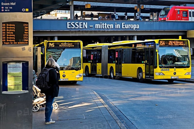 Essen public transport buses at the main station, local transport, 49-euro ticket, Essen, Ruhr area, North Rhine-Westphalia, Germany, Europe