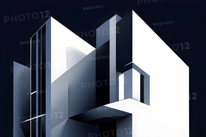 Minimalist abstract wallpaper illustration symbolizing architecture in simple geometric shapes, AI generated