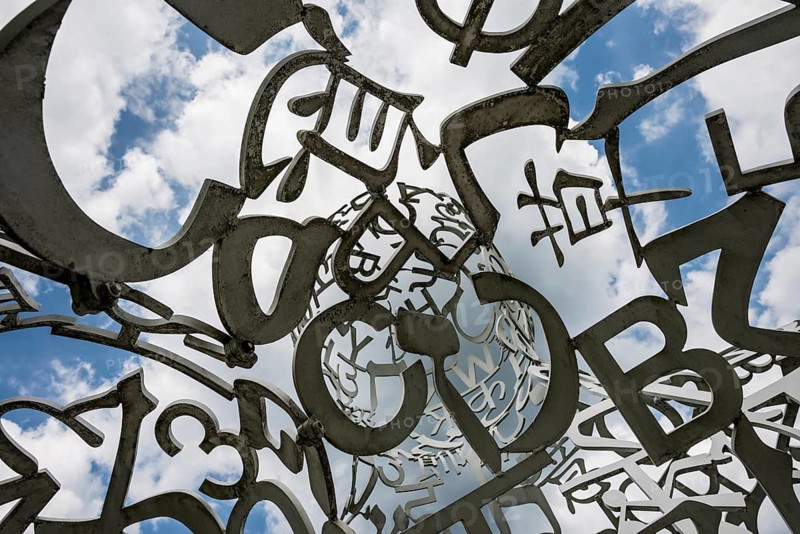 Würth Museum 2, sculpture We by Jaume Plensa, typography, letters, signs, Gaisbach, Künzelsau, Baden-Württemberg, Germany, Europe