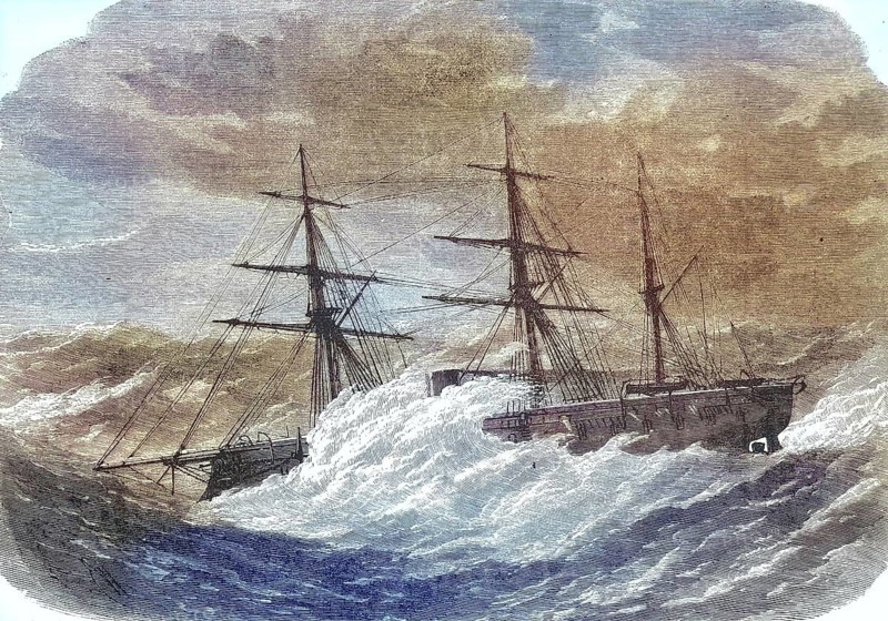 Ship of the Ottoman Turkish fleet, three-master Mahmudiye, Sultan Mahmoud, in 1869, Turkey, Historic, digitally restored reproduction of an original 19th century painting, exact original date unknown, Asia