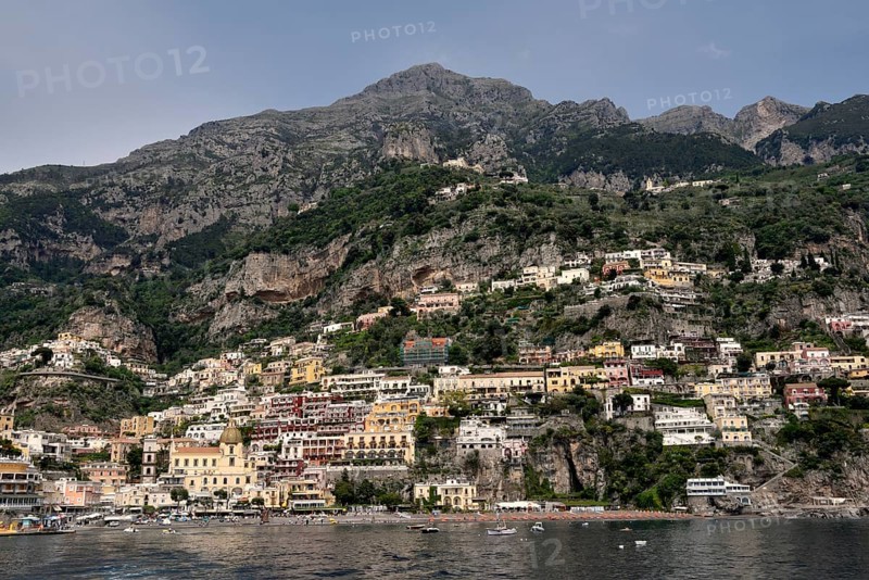 City View Positano with its church of Santa Maria Assunta, Amalfi Coast, Costiera Amalfitana, Province of Salerno, Campania, Italy, Europe