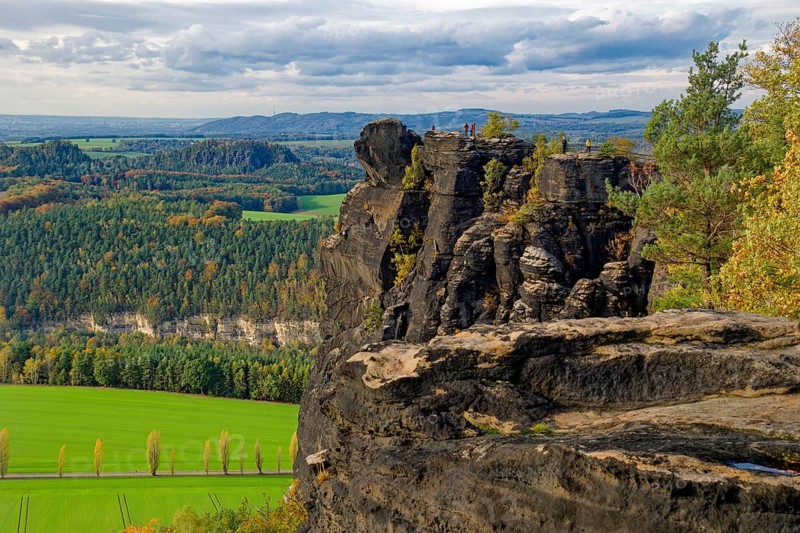 Viewing platform on the Lilienstein, Saxon Switzerland, Elbe Sandstone Mountains, Saxony, Germany, Europe