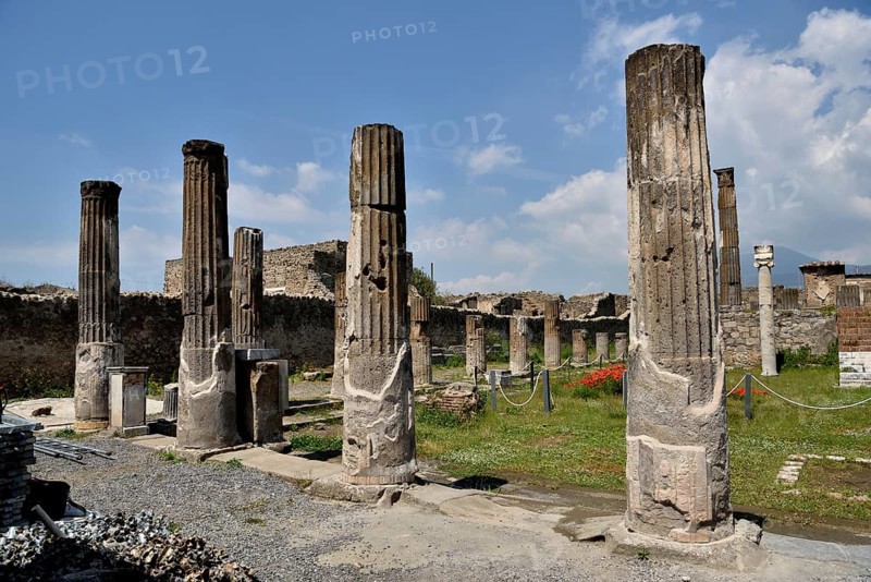 Columns, ancient city of Pompeii, Campania, Italy, Europe
