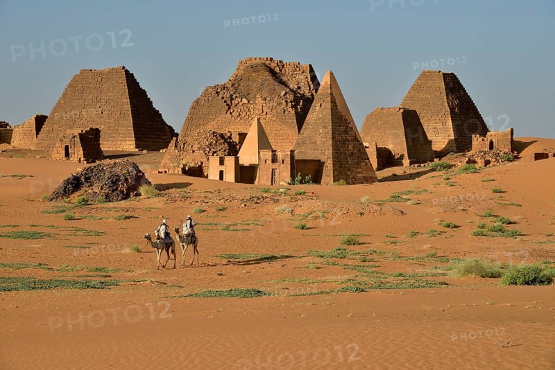 Pyramids of the northern cemetery of Meroe, Black Pharaohs, Nubia, Nahr an-Nil, Sudan, Africa
