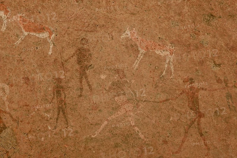 White Lady rock drawing, famous rock painting in the Tsisab Gorge, Brandberg, Erongo region, Namibia, Africa