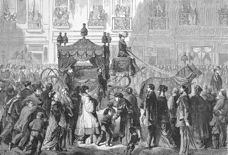 The Funeral of Gioachino Antonio Rossini, 29 February 1792, 13 November 1868, Italian composer, in Paris, France, Historic, digitally restored reproduction of an original 19th century artwork, exact original date unknown, Europe