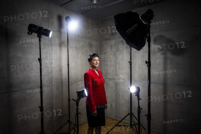 Sahra Wagenknecht is a member of the German Bundestag and founder of the BSW party, pictured here in front of her office in the German Bundestag in Berlin, 10 April 2024