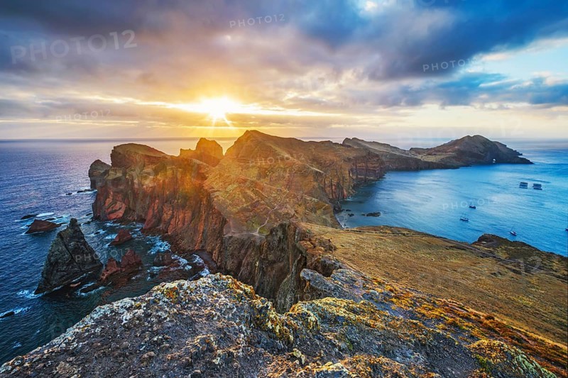 Madeira Island scenic rugged landscape, Ponta do Sao Lourenco cape on sunrise, Abismo viewpoint. Madeira, Portugal, Europe