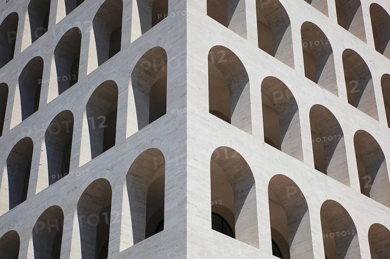 Palazzo della Civilta Italiana, Palace of Italian Civilisation, also Palazzo della Civilta del Lavoro, Colosseo quadrato, Esposizione Universale di Roma, Universal Exposition of Rome, EUR, Italy, Europe