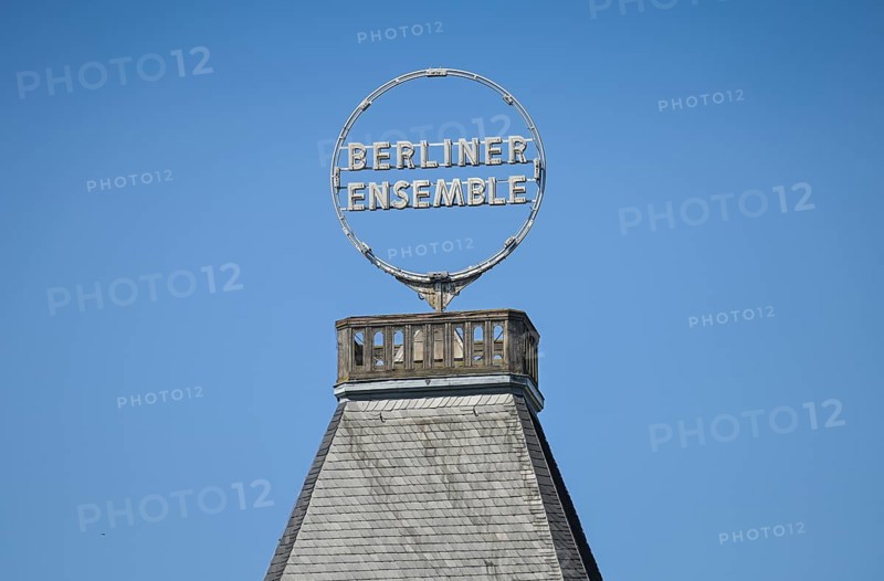 Logo on the roof of the Berliner Ensemble, Schiffbauerdamm, Mitte, Berlin, Germany, Europe