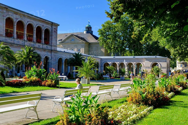 Spa garden, at the Regentenbau, Bad Kissingen, Rhön, Lower Franconia, Franconia, Bavaria, Germany, Europe