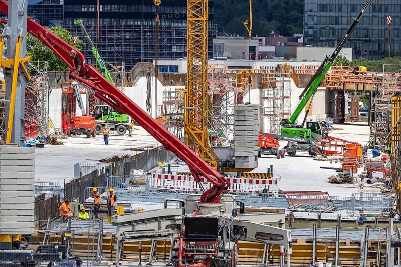 Construction site on the A81 motorway near Böblingen. All bridges will be replaced by new ones when the motorway is widened to six lanes. Böblingen, Baden-Württemberg, Germany, Europe