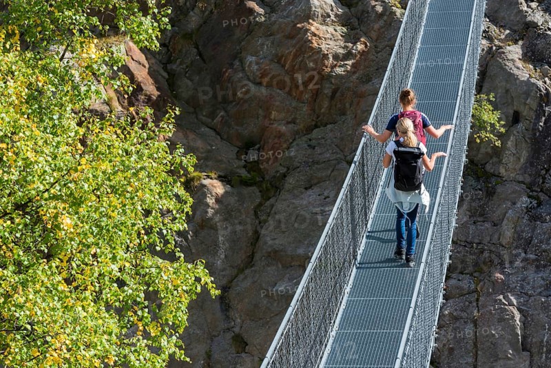 Belalp-Riederalp suspension bridge on the Aletsch Glacier, fear of heights, vertigo, hike, hiking, Valais, Switzerland, Europe