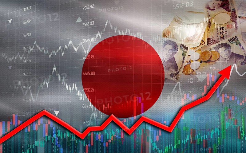 Japan economic growth on financial graph. Japan financial growth on market graph