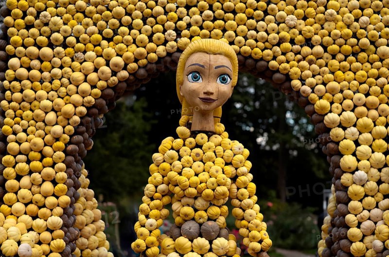 Disney figure Elsa the Ice Queen, pumpkin exhibition, pumpkins, Blühendes Barock, Ludwigsburg, Baden-Württemberg, Germany, Europe