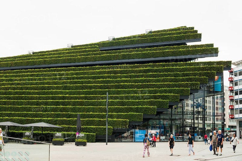 Kö-Bogen II office and commercial building, façade planted with hornbeam hedges, architect Christoph Ingenhoven, Düsseldorf, Rhineland, North Rhine-Westphalia, Germany, Europe