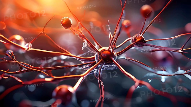3d illustration of human neurons ans synapses of the nerve system, AI generated