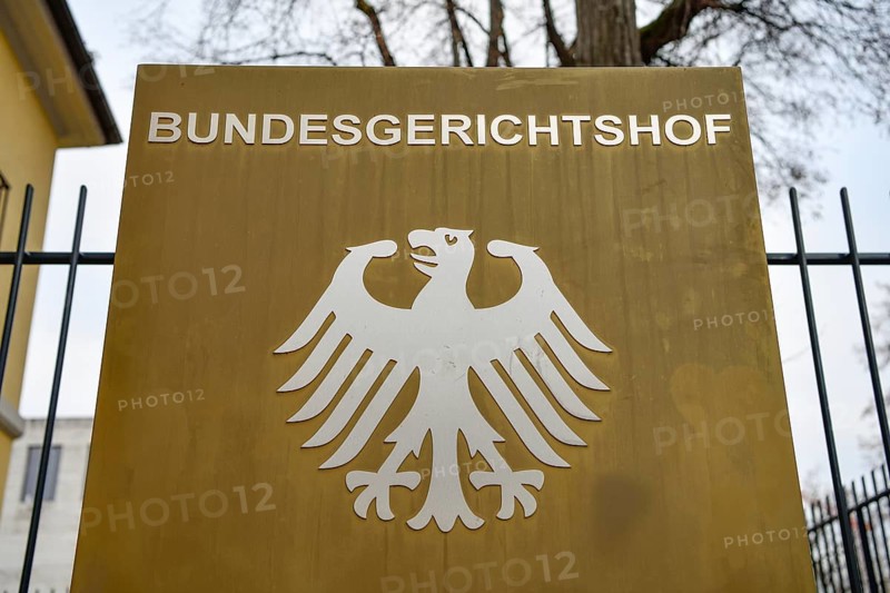 Sign at the entrance to the Federal Court of Justice, Karlsruhe, Baden-Württemberg, Germany, Europe