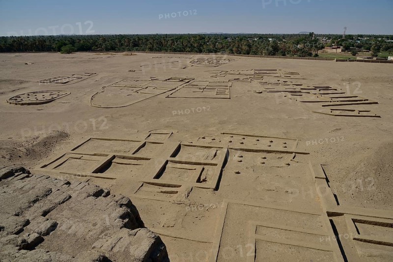View from the Deffufa, 19-meter-high brick building, ancient city of Kerma, Northern state, Nubia, Nile Valley, Sudan, Africa