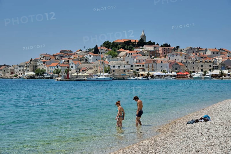 Beach, Adriatic Sea, Primosten, Sibenik-Knin County, Dalmatia, Croatia, Europe