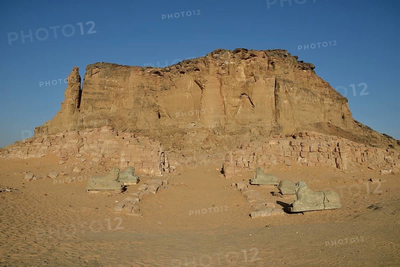 Aries Sphinx of Amun temple at the foot of Jebel Barkal, Karima, State of ash-Schamaliyya, Nubia, Sudan, Africa