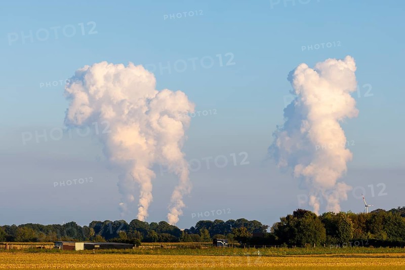 Water vapour clouds Neurath power plant, Grevenbroich, Germany, Europe