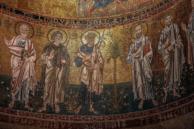 Ceiling mosaic over the left altar of the Cathedral of San Giusto, Trieste, Friuli Venezia Giulia Region, Italy, Europe