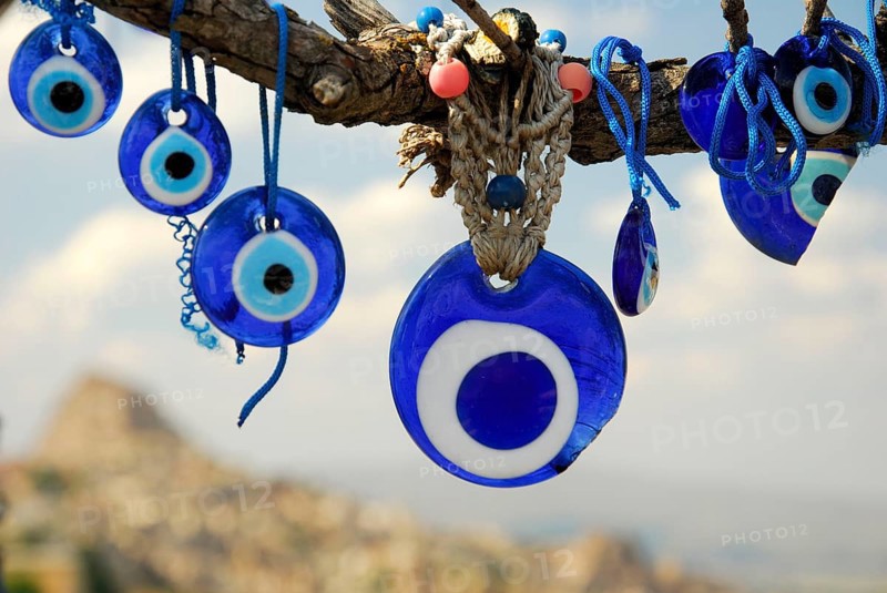 Glass eyes, mascot, talisman, Uchisar, Cappadocia, Turkey, Asia