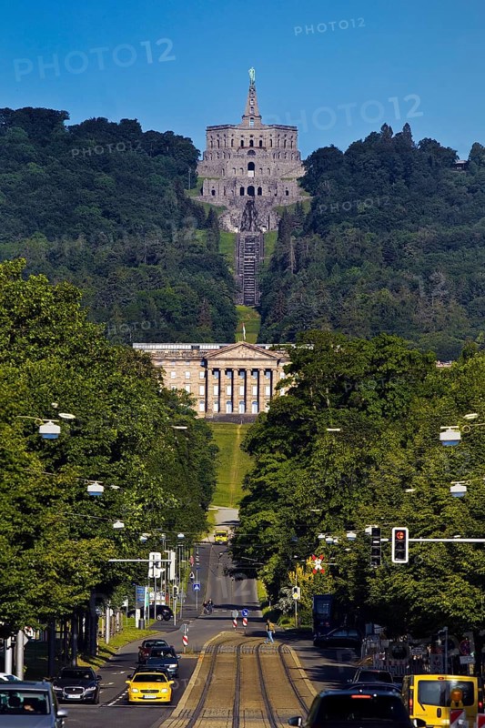 Wilhelmshöhe Avenue to Wilhelmshöhe Mountain Park with the Palace and the Hercules Building, UNESCO World Heritage Site, Kassel, Hesse, Germany, Europe
