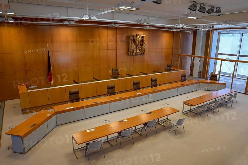 Courtroom of the Federal Constitutional Court, Karlsruhe, Baden-Württemberg, Germany, Europe