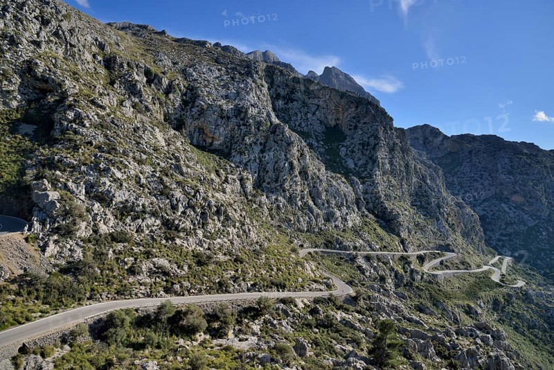 Serpentine road in the bay of Sa Calobra, Majorca, Balearic Islands, Spain, Europe