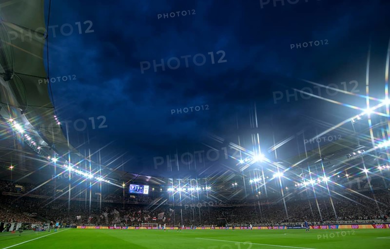 Overview, Cannstatter Kurve, fan block, VfB Stuttgart, atmospheric, Champions League, rain clouds, MHPArena, MHP Arena Stuttgart, Baden-Württemberg, Germany, Europe