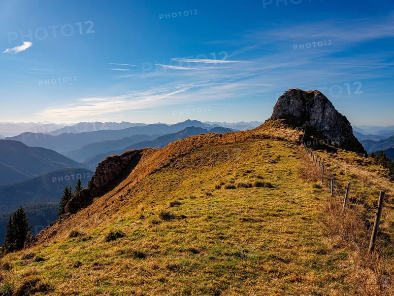 Rocky head with alpine meadow in the Rotwand area, Mangfall mountains, Spitzingsee, Upper Bavaria, Bavaria, Germany, Europe