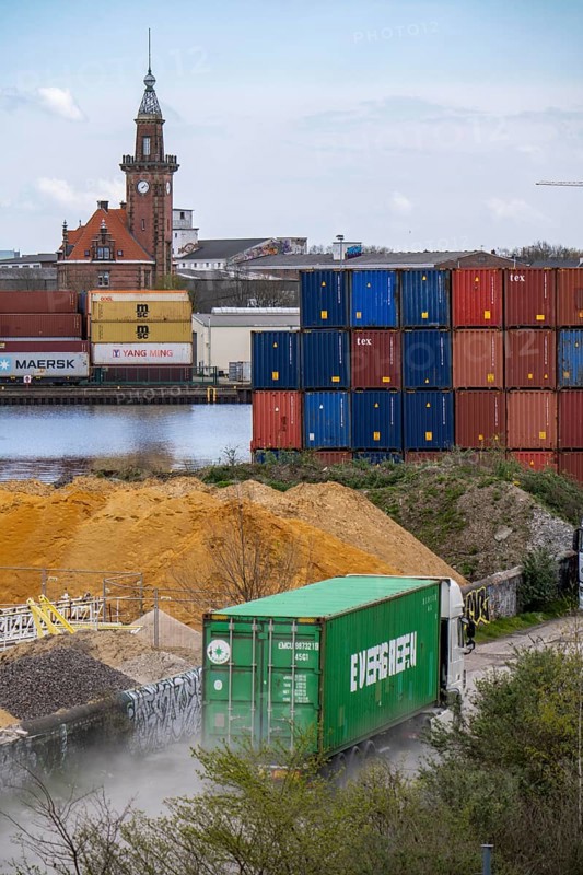 Port of Dortmund, Container Terminal Dortmund CTD, Trimodal Terminal, Transport by rail, road and waterway, Dortmund-Ems Canal, Old Port Authority, North Rhine-Westphalia, Germany, Europe