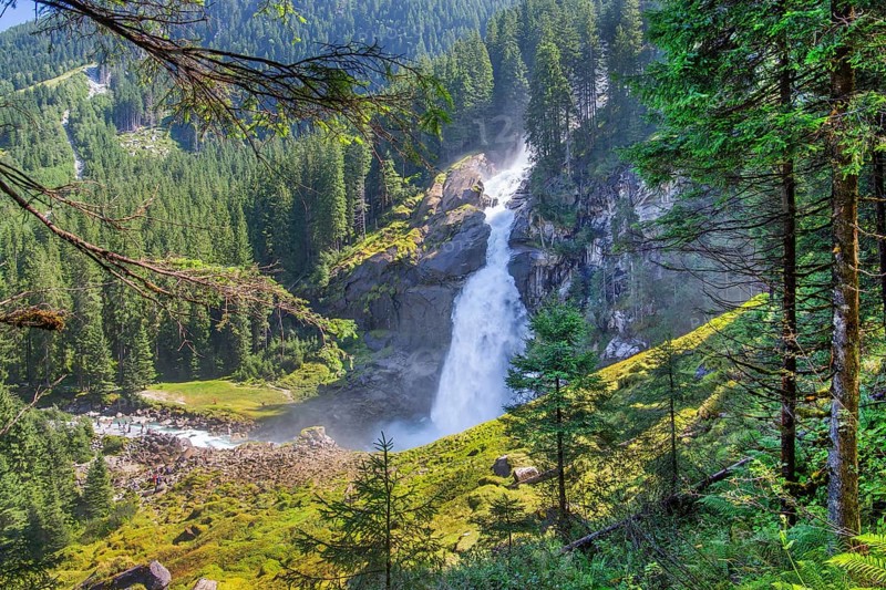 Krimml Waterfalls, the highest in Austria with a drop of 385 metres, Krimml, Krimml Achental, Hohe Tauern National Park, Pinzgau, Salzburg province, Austria, Europe