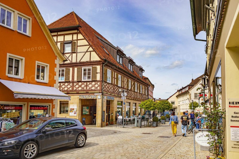 Bahnhofstrasse in Bad Staffelstein, Bavaria, Germany, Europe