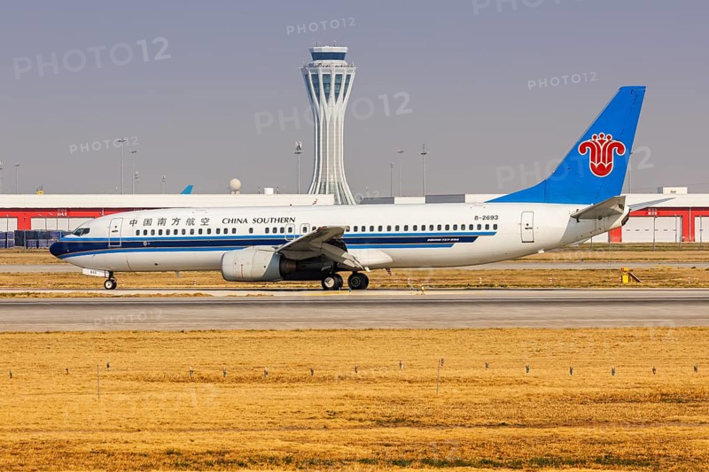 A Boeing 737-800 aircraft of China Southern Airlines with the registration number B-2693 at Daxing Airport (PKX) in Beijing, China, Asia