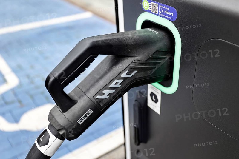 Plug for electric vehicles at an e-charging station, Berlin, 11/09/2022