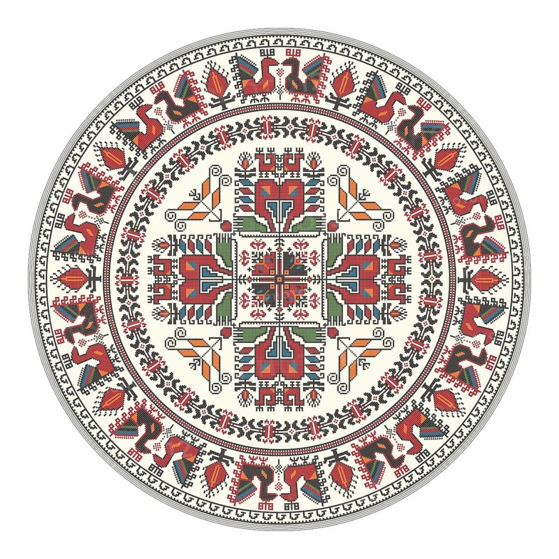 Traditional Bulgarian embroidery design element over white background