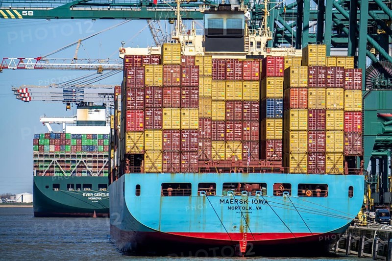 The port of Antwerp, on the Scheldt, is the second largest seaport in Europe, container port DP World Antwerp Gateway quay, Flanders, Belgium, Europe