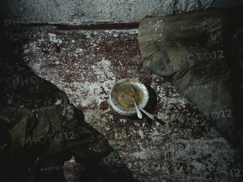 Cell in the basement of the police station. After the occupation of the city by the Russian army, over 200 people were imprisoned, interrogated and tortured here in freezing temperatures, Isjum, Kharkiv, Ukraine, Europe