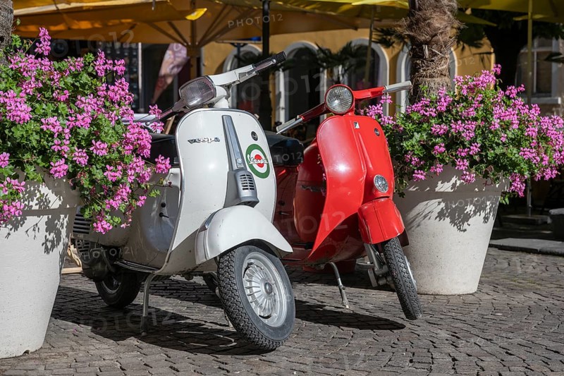 Vespa 50 and Vespa N50 Special scooters, from the Italian vehicle manufacturer Piaggio, Überlingen on Lake Constance, Lake Constance district, Germany, Europe