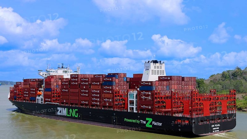 International container ship crossing Panama Canal delivering global commerce trade cargo