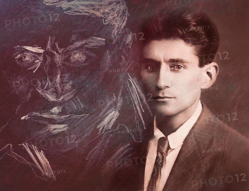 Portrait of Franz Kafka, 1883 – 1924, German-speaking Bohemian novelist, digitally edited according to a photograph and a self portrait