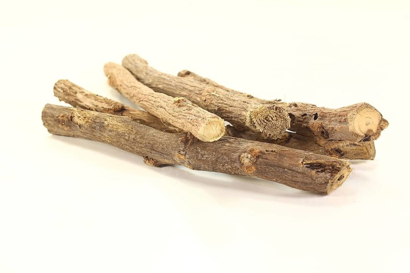Liquorice-flavoured liquorice root against a light background