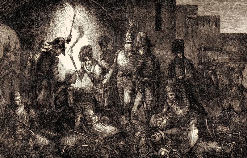 Death of Tipu Sultan, 4. Mai 1799, Srirangapatna, Fourth Mysore War, ruler of the Kingdom of Mysore, From British Battles on Land and Sea, by James Grant