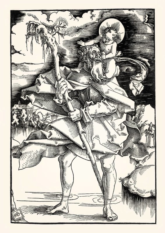 St. Christopher Carrying the Christ Child, by Hans Baldung Grien, facsimile of the 19th century