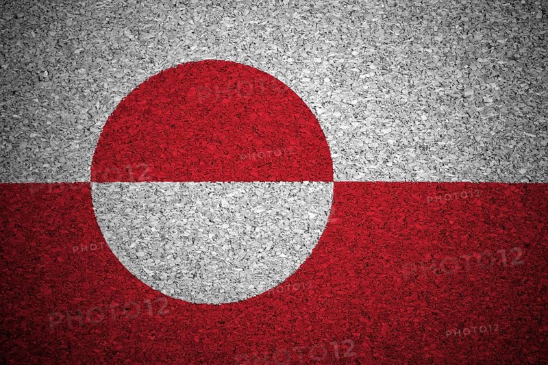 The Greenland flag painted on a cork board