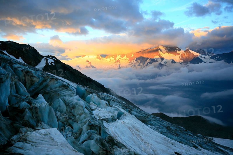 Trift Glacier, Mt Weissmies, 4023m, Canton of Valais, Switzerland, Europe